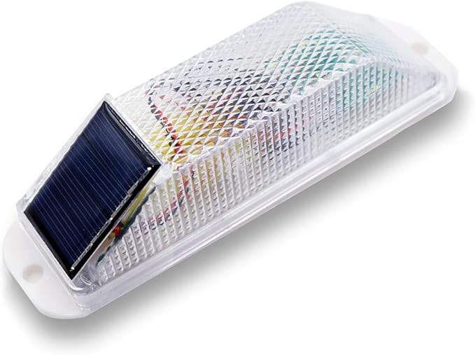 Aolyty Solar Strobe Warning Light Sensitive LED Warning Lamp Super Bright Waterproof Light Control Flashing Beacon Barricade Construction Safety Road Signs Flash Traffic Lights (White)