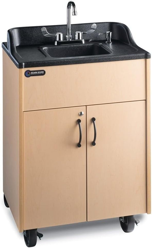 Ozark River Portable Sinks Premier Maple, Maple Laminate-ABS Sink, Mobile Self Contained Sink, Mobile Hand Washing Station, Portable Sink with Hot Water, Portable Sink Hand Wash Station, 110V