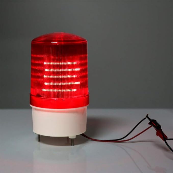 Industrial LED Rotating Strobe Beacon Warning Lights, Electrical Revolving Signal Lights for Emergency, 12v DC, Red, with Buzzer Sound