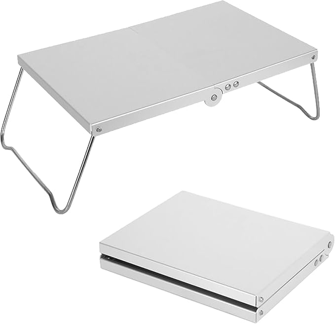 Ultralight Mini Outdoor Table Foldable Aluminum Alloy Camping Table with Carry Bag for Outdoor Cooking, Picnic, Camp, Barbecue (Silver)