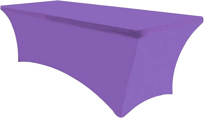 Eurmax USA 4Ft Rectangular Fitted Spandex Tablecloths Wedding Patio Table Covers Event Stretchable Tablecloth (Plum)