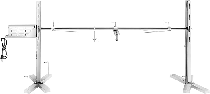 Rotisserie Grill Kit Stainless Steel Tripod Rotisserie Stand, 52inch Pig Lamb Hooded Roaster Charcoal Spit with 30W Motor & Adjustable Height Lockable Casters for Outdoor Camping Party, Rated 150 LB