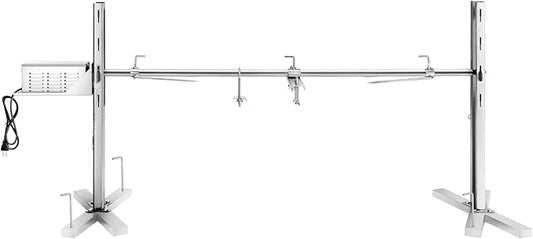 Rotisserie Grill Kit Stainless Steel Tripod Rotisserie Stand, 52inch Pig Lamb Hooded Roaster Charcoal Spit with 30W Motor & Adjustable Height Lockable Casters for Outdoor Camping Party, Rated 150 LB