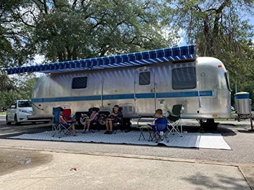 8x20 Gray & White Outdoor RV Mat with Carry Bag – Extra Thick 5mm Recycled Poly Rug – Waterproof, Reversible, Heavy-Duty – Premium Patio Mat for Camping, Deck (8x20, Grey Diamond)