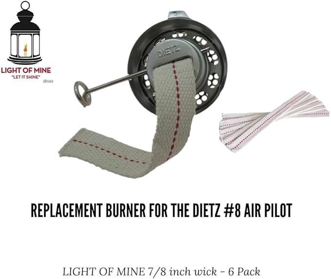 Light of Mine - Dietz #08 Air Pilot Oil Lantern Replacement Kit Including Burner and 100% Cotton 7/8" Wick Strips (Air Pilot)