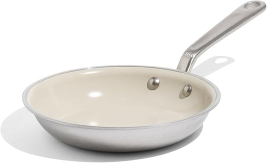Made In Cookware - 8" Ceramic Non Stick Frying Pan (Stainless Handle) - 5-Ply Stainless Clad with Stay-Cool Handle - Professional Cookware - Induction Compatible