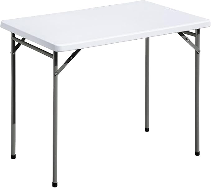 Folding Table 3ft Rectangular All-Occasion Plastic Folding Event Table for Indoor and Outdoor, Portable Desk, Camping, Durable and Stable, HDPE and Steel, Wide Application, White