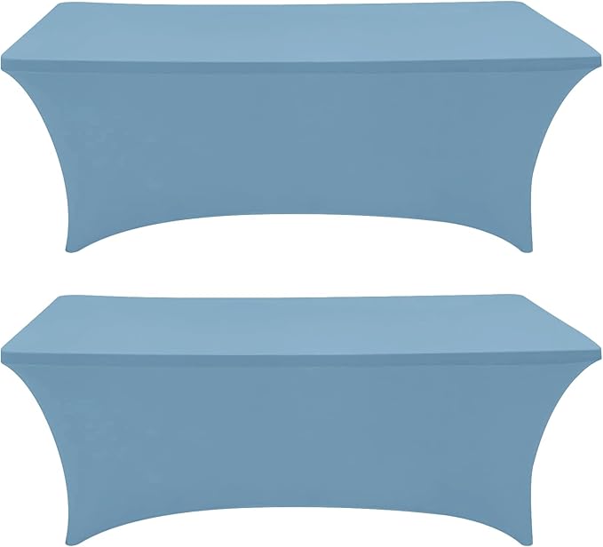 Eurmax USA Rectangular Fitted Spandex Table Covers 8ft Tablecloth Wedding Event Patio Table Decorations Stretch Table Cover for 8ft Folding Table (Sky Blue,2 Pack)
