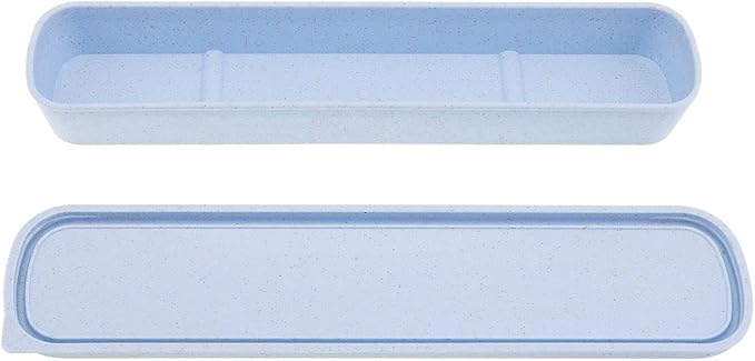OriGlam 1pcs Portable Flatware Box Travel Tableware Storage Case Box, Utensil Case Flatware Storage Box for Cutlery Kit, 9.84 x 2.40 inch (Blue)