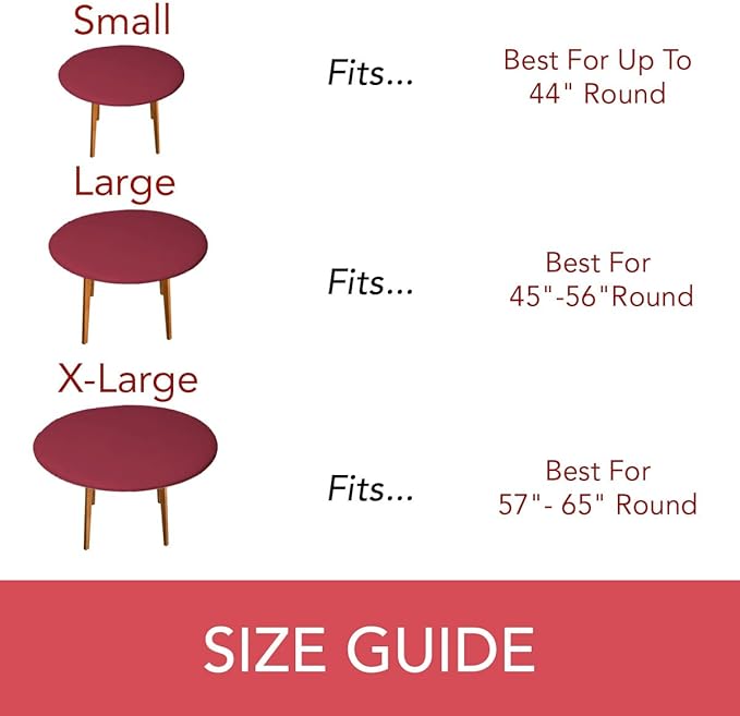 LAMINET Elastic Fitted Table Cover - Basketweave (RED) - Small Round - Fits Tables up to 44 Diameter