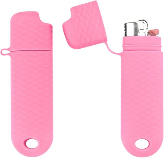 Waterproof Lighter Case Cover Holder for BIC Regular Lighters Sleeve Type J6 Outdoor Survival Multipurpose Seal Lighter Pouchfor Hiking and Camping (Pink, 2)