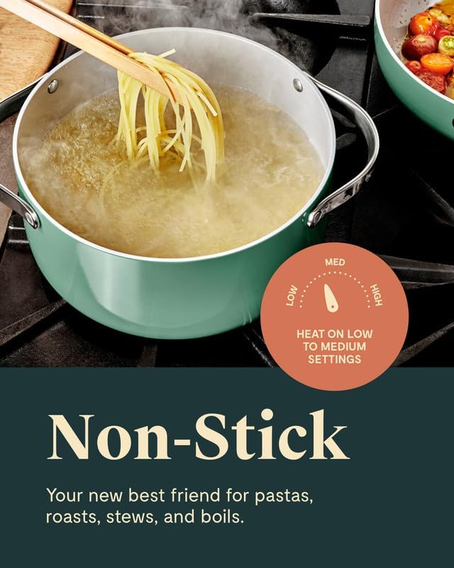 Caraway Nonstick Ceramic Dutch Oven Pot with Lid (6.5 qt, 10.5") - Non Toxic, PTFE & PFOA Free - Oven Safe & Compatible with All Stovetops (Gas, Electric & Induction) - Perracotta