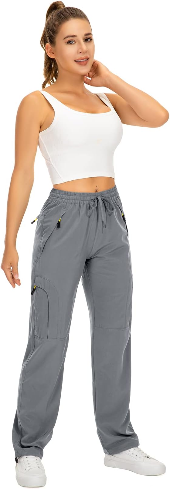Womens Hiking Pants Quick Dry UPF 50 Lightweight Travel Golf Cargo Safari Pants Zipper Pockets