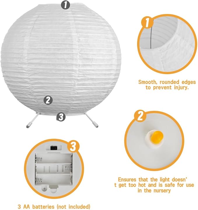 YY YEARCHY Table Lamp Paper Lamp Standing Lamps with Rice Paper Shade for Bedroom Livingroom (Ball Nightstand)