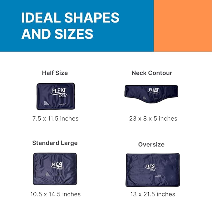 FlexiKold Gel Neck Ice Pack (23" X 8" X 5") - Reusable Cold Pack Compress (Therapy for Pain, Injuries of Neck, Lower Back, Shoulder, wrap Around Knee, Foot, Thigh, Elbow) - A6301-COLD