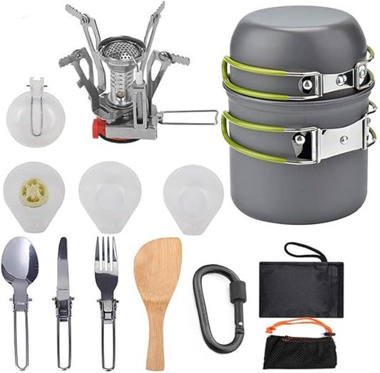 5pcs -20pcs Set TMKOOL Camping Cookware Mess Kit Outdoor Hiking Backpacking Picnic Cooking Bowl Non Stick Pot