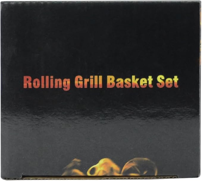 Rolling Grill Baskets (2PCS, Hexagon), Removable Wooden Handle, 304 Stainless Steel, Nesting Grilling Net, BBQ Accessories Tools for Vegetables Shrimp, Outdoor Cooking Camping, Birthday Gifts for Men Dad Husband