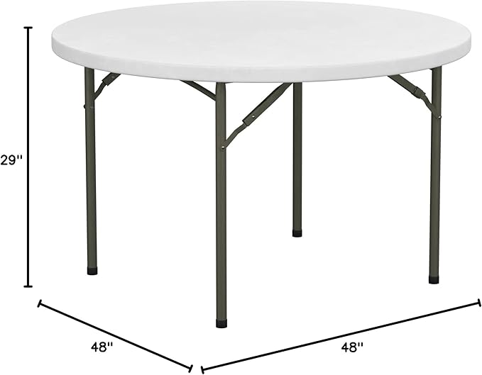 Round White Plastic Folding Table (48, 1, Unit)