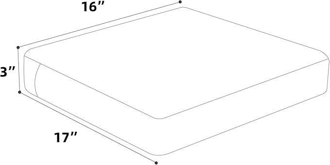 Favoyard Outdoor Chair Cushion 16 x 17 x 3 Inch Rainproof & 3-Year Fade Resistant Patio Furniture Cushions with Removable Cover and Adjustable Ties for Garden Sofa Couch Pads Set of 2, Dark Gray