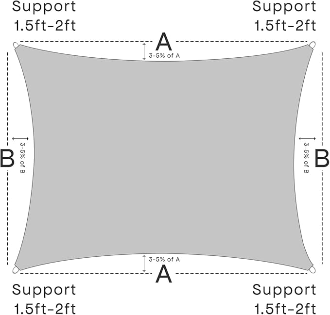 Sun Shade Sail Canopy, 10' x 13' Rectangle 95% UV Block Shade Cover for Outdoor, Backyard Patio, Lawn, Garden, Sandbox Carpor Light Gray