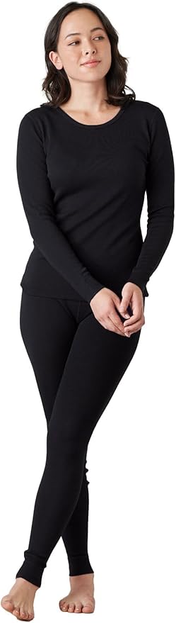 LAPASA Womens 100% Merino Wool Base Layer Set Lightweight & Midweight Thermal Underwear Long John Top & Bottom Warm L58/L91