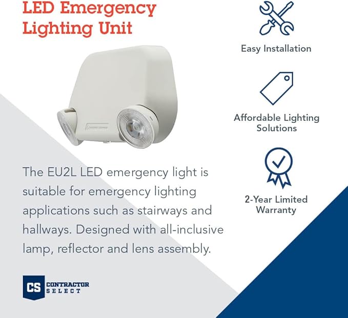 Lithonia Lighting Basics Low Profile Emergency Light, LED Emergency Lights for Business, Ceiling or Wall mount, White Thermoplastic, 120/277V Dual Voltage (EU2L M12)