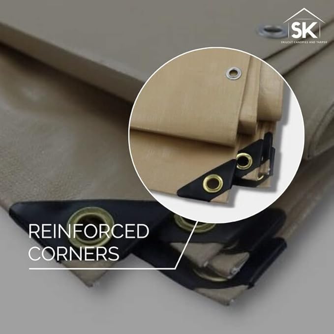 Tan Extra Heavy Duty 16 Mil Poly Tarp Canopy/Cover/Industrial/Agricultural 12x14