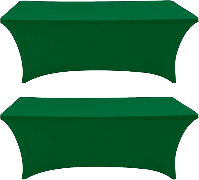 Eurmax USA Rectangular Fitted Spandex Table Covers 6ft Tablecloth Wedding Event Patio Table Decorations Stretch Table Cover for 6ft Folding Table (Emerald Green,2 Pack)