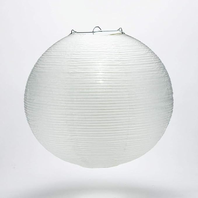 PaperLanternStore.com 12 Inch White Fine Line Premium Even Ribbing Paper Lantern Extra Sturdy