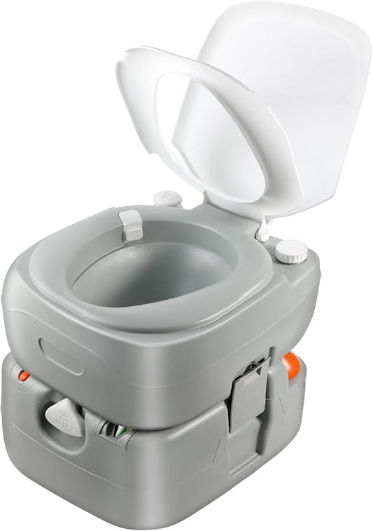 5.8-Gallon Portable Toilet: Detachable Waste Tank, Sealing Slide Valve, Carry Handle, Level Indicator - Leak-Proof and Compact for Camping, RV, Boat, and Travel