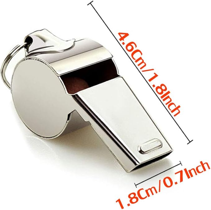 Whistle, 2 Pack Stainless Steel Sports Whistles with Lanyard, Loud Crisp Sound Whistles Great for Coaches, Referees, and Officials