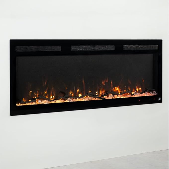Touchstone Smart Electric Fireplace-The Fury 50" Wide- 4.5" Thin in Wall Recessed-100 Realistic Flame/Ember Bed Color Combos-1,500W Heater-Larger Viewing Area-Alexa/WiFi Enabled