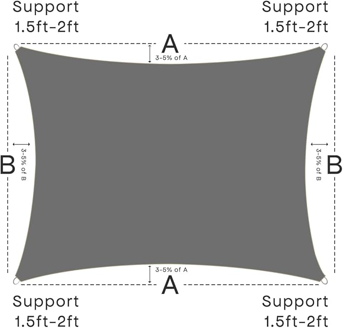 Sun Shade Sail Canopy, 8'x 10' Rectangle 95% UV Block Shade Cover for Outdoor, Backyard Patio, Lawn, Garden, Sandbox Carpor Dark Gray