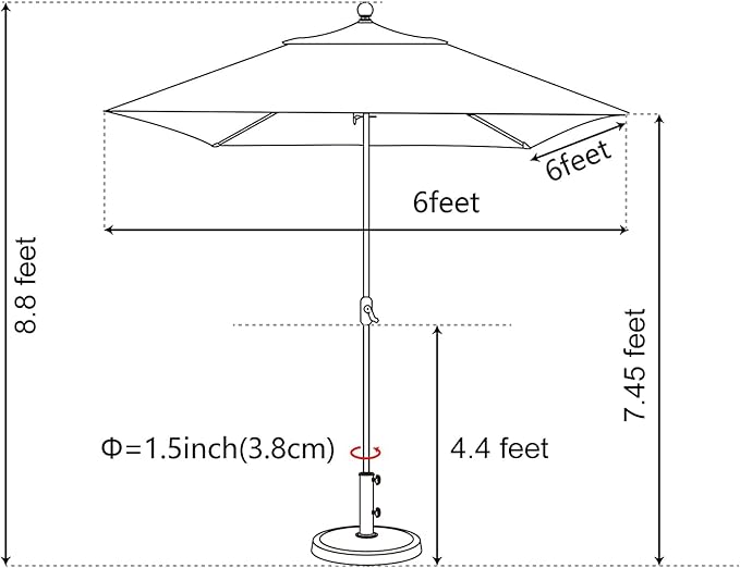 EliteShade USA 10-Year-Non-Fading 6x6Ft Square Market Umbrella Patio Outdoor Table Umbrella with Ventilation, Macaw Green