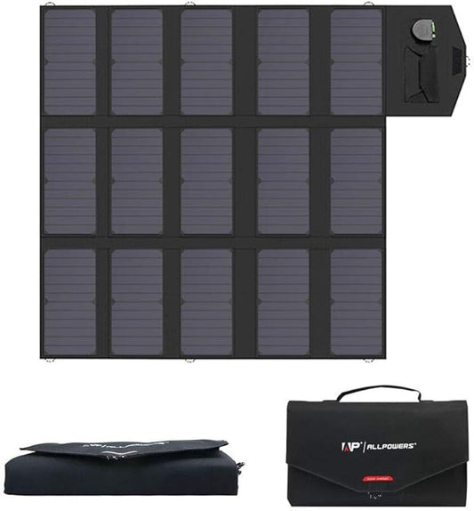 ALLPOWERS Solar Charger 100W Solar Panel Foldable Portable with Dual 5v USB18v DC for Laptop, Tablet, Notebook, 12v Car, Boat, RV Battery, Camping, Hiking, Travel