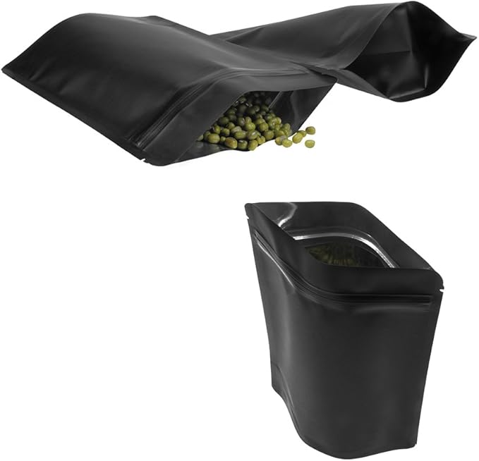 Matte Black Resealable Zip Mylar Bag Food Storage Aluminum Foil Bags Smell Proof Pouches 50pcs (5.1x8.1in)