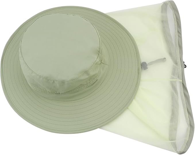 Fishing Hat Sun Protection Hat Mosquito Head Net for Outdoors Bucket Hat with Hidden Net Mesh