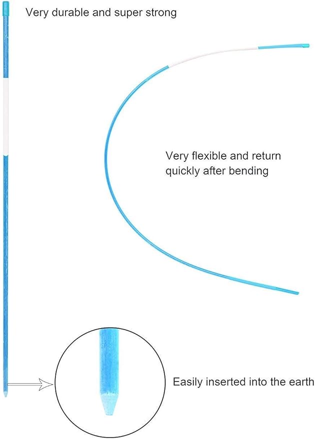 72inch Reflective Driveway Markers 50pack, 5/16'' Diameter Pavement Snowmarkers (5/16'' Dia*6ft)