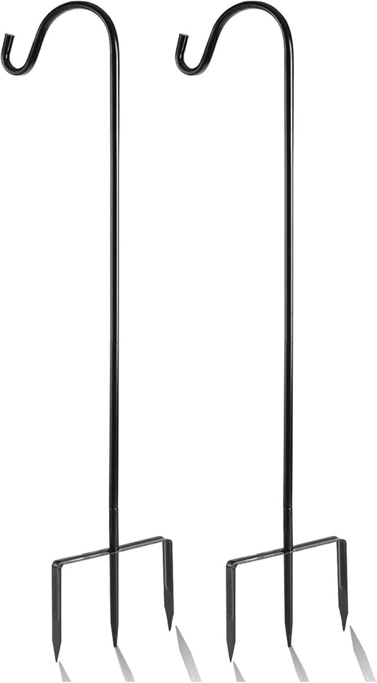 2 Pack Shepherd Hook 31 inch 1/2 inch Thick Use at Weddings, Hanging Solar Lights, Lanterns, Bird Feeders, Metal Hanger Hook (Black, 31 inch). U.S. Patent.