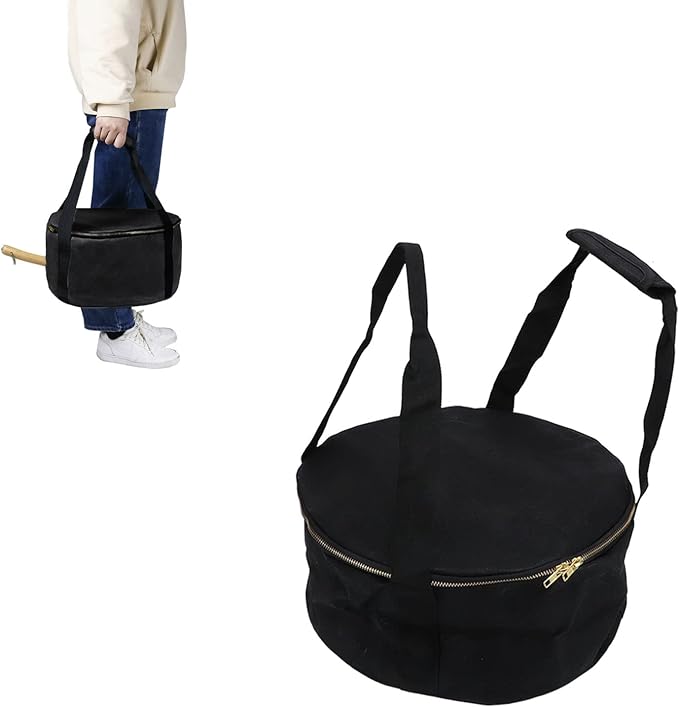 Pans Storage Bag, Dustproof Canvas Zipper Cooker Frying Pan Tableware Storage Bag Organizer with Strap for Outdoor Camping Hiking