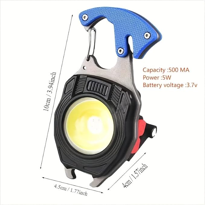 Portable Outdoor Strong Mini Lighter Multifunctional Floodlight with Rechargeable USB Charging,Emergency Tool Magnetic Base, Whistle, Screwdriver, Seat Belt Cutter for Camping Fishing Hiking (4)