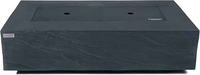 Elementi+ | Cape Town Gas Fire Pit Cast Concrete 56" Rectangular Fire Table, Outdoor Fire Pit Electronic Ignition | Canvas Cover, Fire Glass and Burner Lid Included | Dark Gray | Natural Gas