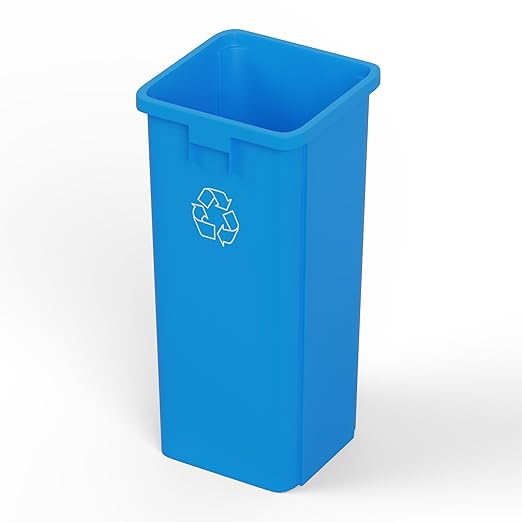 23 Gallon Blue Square Commercial Trash Garbage Can | Outdoor Office Restaurant School Kitchen
