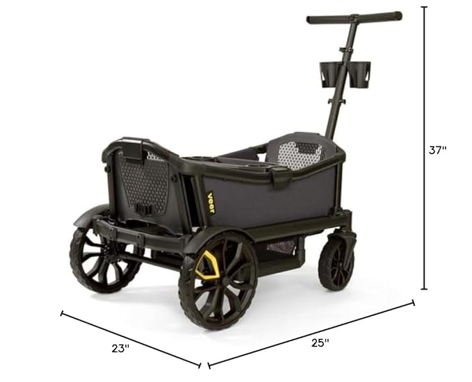 Veer All-Terrain Cruiser | Premium Off-Road Wagon Stroller for Babies, Toddlers, and Kids | Push/Pull/Push-Along Steering for Uneven Terrain | JPMA Certified | Lightweight and Collapsible | 2 Seats