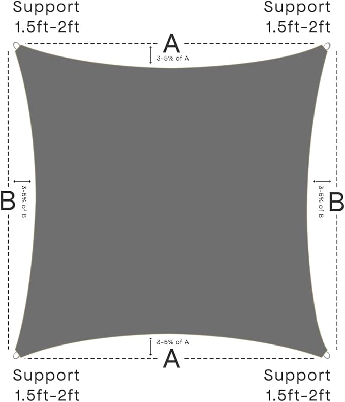 Sun Shade Sail Canopy, 10'x 10' Rectangle 95% UV Block Shade Cover for Outdoor, Backyard Patio, Lawn, Garden, Sandbox Carpor Dark Gray