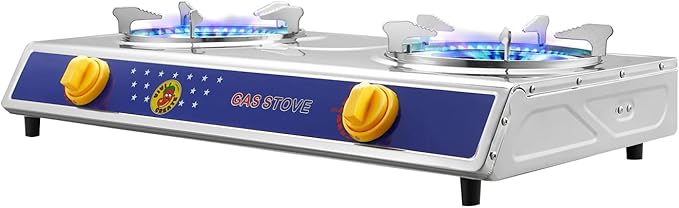 Vivicreate 2 Burner Propane Gas Stove Outdoor Cooking Portable Double Burner Propane Cooktop Gas Burners for Camping BBQ Patio Frying Fogon de Gas Estufa de Gas Portatil Parrillas de Gas