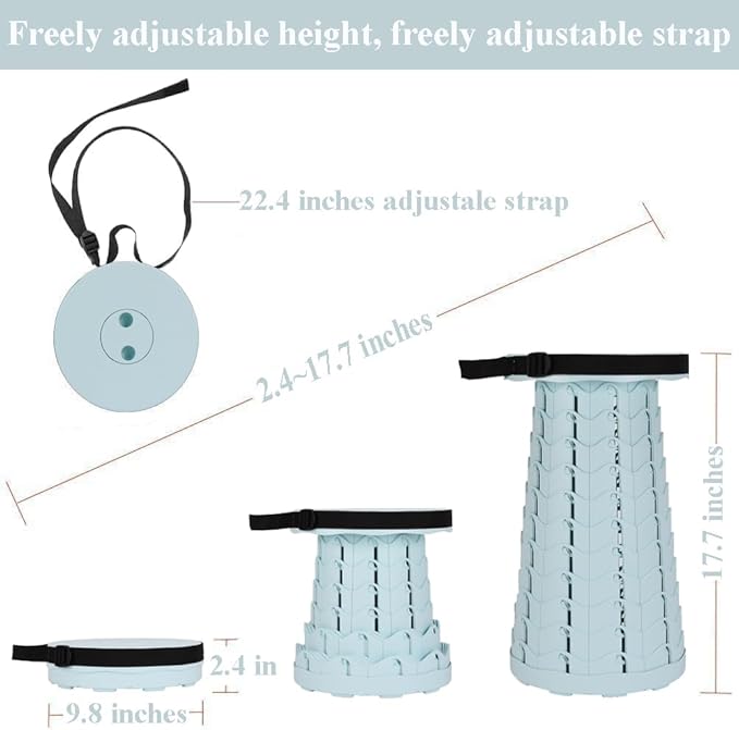 Fishboy Upgraded Collapsible Stool, 400lbs Max Weight, Lightweight But Sturdy, Portable Retractable Folding Telescoping Foldable Camping Stool for Adults Outdoor Fishing Hiking Gardening Travel BBQ