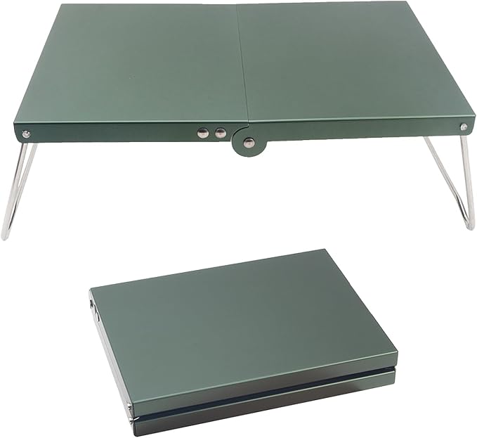Ultralight Mini Outdoor Table Foldable Aluminum Alloy Camping Table with Carry Bag for Outdoor Cooking, Picnic, Camp, Barbecue (Green)
