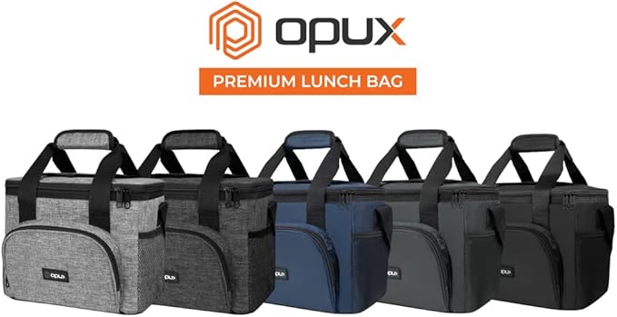 OPUX Soft Cooler Bag, Insulated Collapsible Lunch Cooler Bag for Men Work Camping Beach Travel, Portable Soft Sided Leakproof Waterproof Large Lunch Bag Box with Shoulder Strap 18 Cans, Heather Gray
