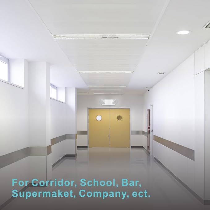 AKT LIGHTING Commercial Emergency Light, UL Certified, White Emergency Light Fixture with 2 LED Square Heads Adjustable & Backup Batteries Exit Lighting Pack of 6